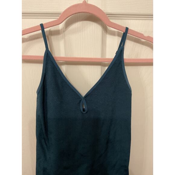 Intimately Free People Teal Metallic Cut Out Detail Spaghetti Strap Tank, M/L - Picture 2 of 5